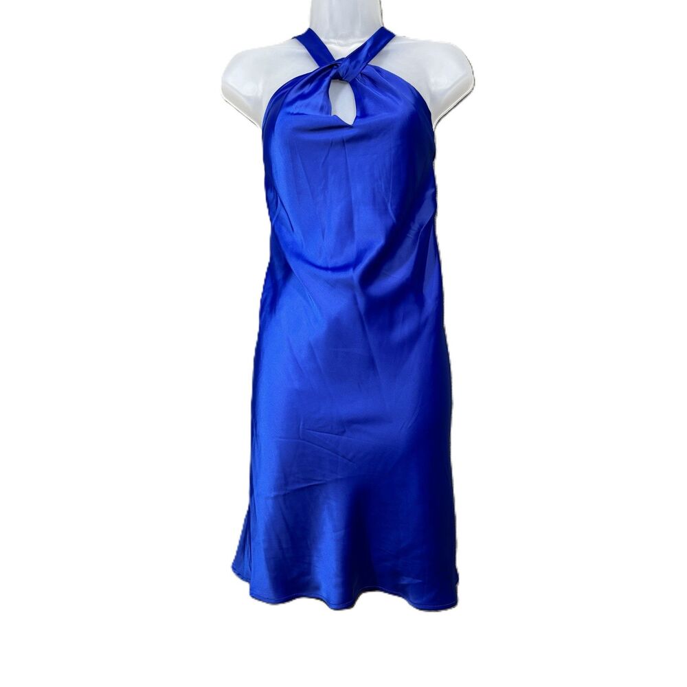 Jolt Women NEW Satin Mini Halter Dress Party Holiday Club Rave Blue Size XL J143